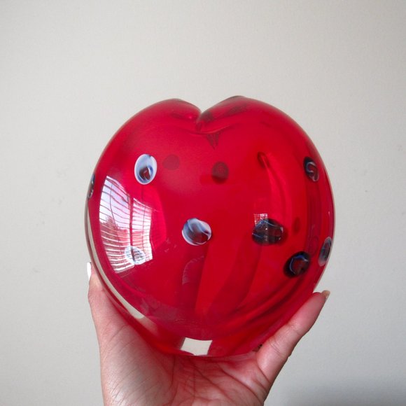 VTG Italian Murano Art Glass Vase Collectible Red Millefiori Studio Blown MCM - Picture 2 of 7